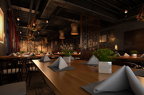 天门简约大气中式风格餐厅设计装修效果图